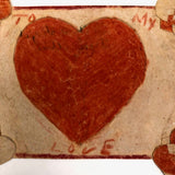 To My Love, Old Crayoned Valentine from Alice with Woven Paper Heart Corners