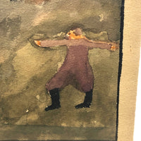 I Spent All Day Roaming Over Teddy's House, c. 1930s Child's Watercolor Drawing