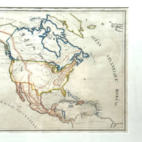 Beautifully Executed, Large Ink and Watercolor Manuscript Map of North America, 1854, French Canadian