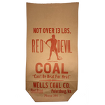 c. 1950s Dead Stock 13 Lb. Red Devil Coal Bag