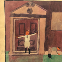 Fooling, c. 1930s Child's Watercolor Drawing