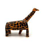 Exuberantly Spotted Orange and Black Painted Vintage Wooden Folk Art Giraffe with Rope Tail