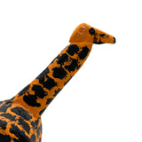 Exuberantly Spotted Orange and Black Painted Vintage Wooden Folk Art Giraffe with Rope Tail