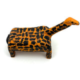 Exuberantly Spotted Orange and Black Painted Vintage Wooden Folk Art Giraffe with Rope Tail