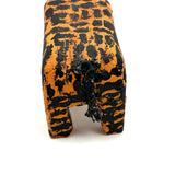 Exuberantly Spotted Orange and Black Painted Vintage Wooden Folk Art Giraffe with Rope Tail