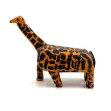 Exuberantly Spotted Orange and Black Painted Vintage Wooden Folk Art Giraffe with Rope Tail