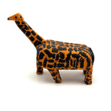 Exuberantly Spotted Orange and Black Painted Vintage Wooden Folk Art Giraffe with Rope Tail
