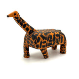 Exuberantly Spotted Orange and Black Painted Vintage Wooden Folk Art Giraffe with Rope Tail