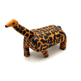 Exuberantly Spotted Orange and Black Painted Vintage Wooden Folk Art Giraffe with Rope Tail