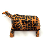 Exuberantly Spotted Orange and Black Painted Vintage Wooden Folk Art Giraffe with Rope Tail