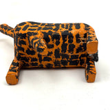 Exuberantly Spotted Orange and Black Painted Vintage Wooden Folk Art Giraffe with Rope Tail