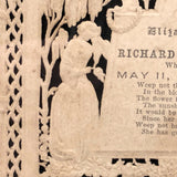 Elizabeth Warwick, Age 18, 1859 Victorian Mourning Card Framed on Black Silk