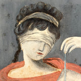 Lady Justice with Scales and Sword, Allegorical Watercolor Signed AHD, 1817