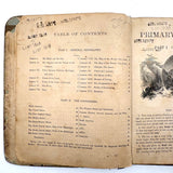 Colorfully Crayoned Wooly Mammoth and More, F.M Spitzer's Much Animated Copy of Primary Geograpy, 1870