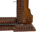 Sweet Old Postcard Size Standing Tramp Art Frame with Stacks and Stars and Original Glass