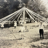 Children Around the Maypole, Lovely Antique Silver Gelatin Print c. 1910s