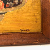 Pile of Fruit and Pitcher, c. 1930s-40s Folk Art Oil on Board Still Life