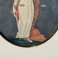 Lady Justice with Scales and Sword, Allegorical Watercolor Signed AHD, 1817