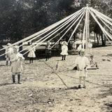 Children Around the Maypole, Lovely Antique Silver Gelatin Print c. 1910s