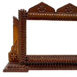 Sweet Old Postcard Size Standing Tramp Art Frame with Stacks and Stars and Original Glass