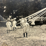 Children Around the Maypole, Lovely Antique Silver Gelatin Print c. 1910s