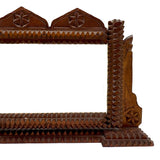 Sweet Old Postcard Size Standing Tramp Art Frame with Stacks and Stars and Original Glass