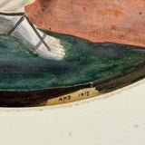 Lady Justice with Scales and Sword, Allegorical Watercolor Signed AHD, 1817