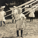 Children Around the Maypole, Lovely Antique Silver Gelatin Print c. 1910s