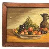 Pile of Fruit and Pitcher, c. 1930s-40s Folk Art Oil on Board Still Life
