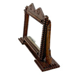 Sweet Old Postcard Size Standing Tramp Art Frame with Stacks and Stars and Original Glass