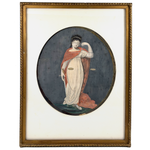 Lady Justice with Scales and Sword, Allegorical Watercolor Signed AHD, 1817