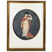 Lady Justice with Scales and Sword, Allegorical Watercolor Signed AHD, 1817