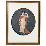 Lady Justice with Scales and Sword, Allegorical Watercolor Signed AHD, 1817