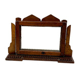 Sweet Old Postcard Size Standing Tramp Art Frame with Stacks and Stars and Original Glass