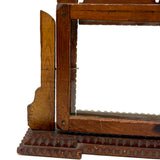 Sweet Old Postcard Size Standing Tramp Art Frame with Stacks and Stars and Original Glass