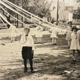 Children Around the Maypole, Lovely Antique Silver Gelatin Print c. 1910s