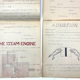 Pair of 1910 Handwritten Physics Notebooks with Wonderful Headers and Excellent Diagrams