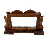 Sweet Old Postcard Size Standing Tramp Art Frame with Stacks and Stars and Original Glass