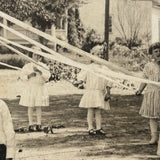 Children Around the Maypole, Lovely Antique Silver Gelatin Print c. 1910s