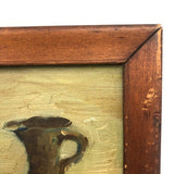 Pile of Fruit and Pitcher, c. 1930s-40s Folk Art Oil on Board Still Life