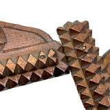 Sweet Old Postcard Size Standing Tramp Art Frame with Stacks and Stars and Original Glass