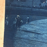 C. 1900 Homemade Cyanotype Stereoview: Spanish Bullfight