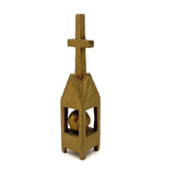 Little Church: Great Old Gold Painted Architectural Ball in Cage Whimsy with Cross