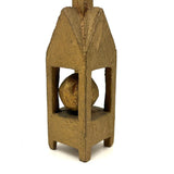 Little Church: Great Old Gold Painted Architectural Ball in Cage Whimsy with Cross