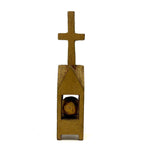 Little Church: Great Old Gold Painted Architectural Ball in Cage Whimsy with Cross
