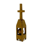 Little Church: Great Old Gold Painted Architectural Ball in Cage Whimsy with Cross