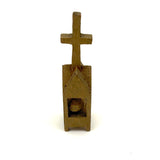 Little Church: Great Old Gold Painted Architectural Ball in Cage Whimsy with Cross