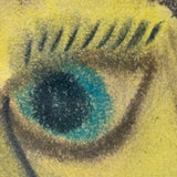 LION with Huge Red Lipped Smile, Marvelous Large Pastel on Paper Folk Drawing, Framed as Found