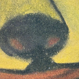 LION with Huge Red Lipped Smile, Marvelous Large Pastel on Paper Folk Drawing, Framed as Found