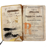 Comley's Spelling and Reading Book, 1853, with Hand-colored Engravings, Cut Paper Letters, and Good Words